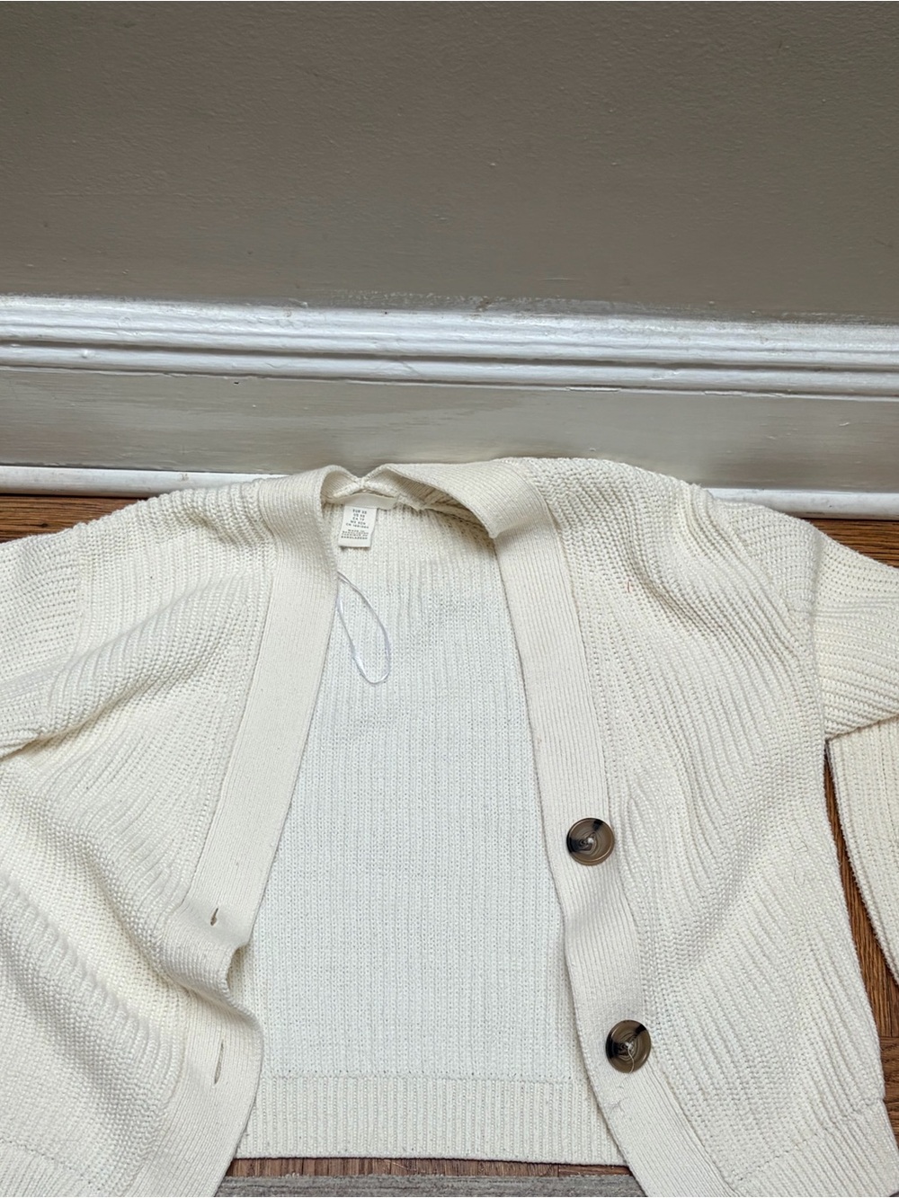 H&M Cream Ribbed Button-Up Women's Cardigan